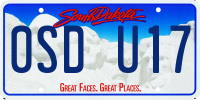 SD license plate 0SDU17