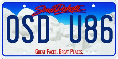 SD license plate 0SDU86
