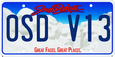 SD license plate 0SDV13