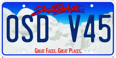 SD license plate 0SDV45