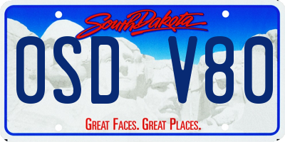 SD license plate 0SDV80