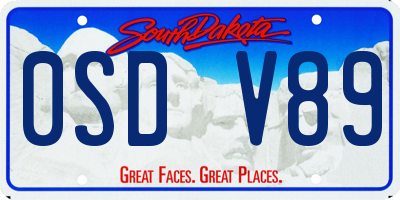 SD license plate 0SDV89