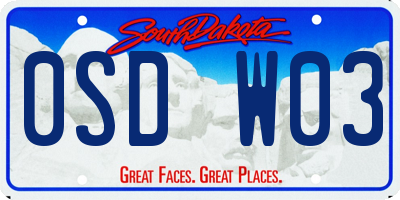 SD license plate 0SDW03