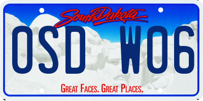 SD license plate 0SDW06