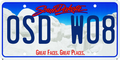 SD license plate 0SDW08