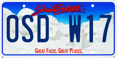 SD license plate 0SDW17