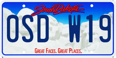 SD license plate 0SDW19