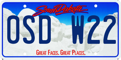 SD license plate 0SDW22