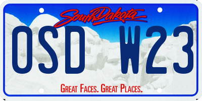 SD license plate 0SDW23
