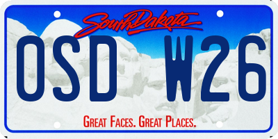 SD license plate 0SDW26
