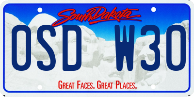 SD license plate 0SDW30