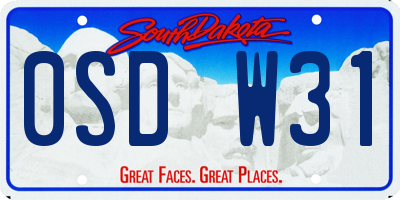 SD license plate 0SDW31