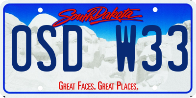 SD license plate 0SDW33