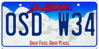 SD license plate 0SDW34