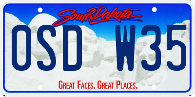 SD license plate 0SDW35