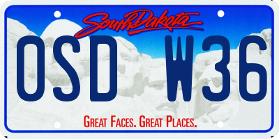 SD license plate 0SDW36