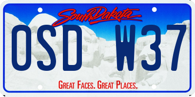 SD license plate 0SDW37