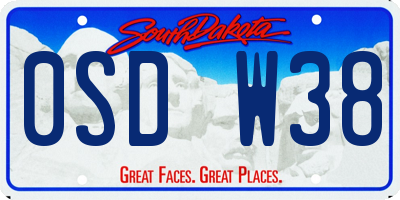 SD license plate 0SDW38