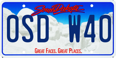SD license plate 0SDW40