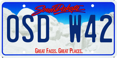 SD license plate 0SDW42