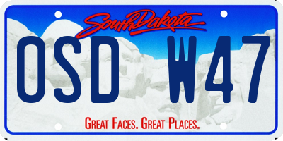 SD license plate 0SDW47