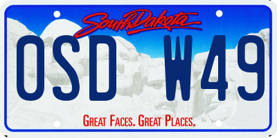 SD license plate 0SDW49