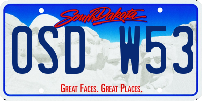SD license plate 0SDW53
