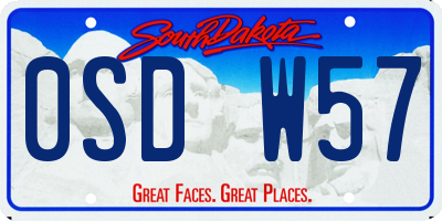 SD license plate 0SDW57
