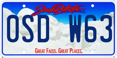 SD license plate 0SDW63