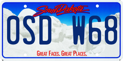 SD license plate 0SDW68