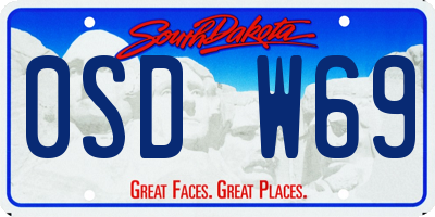 SD license plate 0SDW69