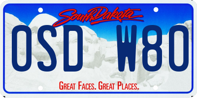 SD license plate 0SDW80