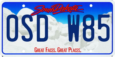 SD license plate 0SDW85