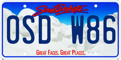 SD license plate 0SDW86