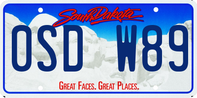 SD license plate 0SDW89