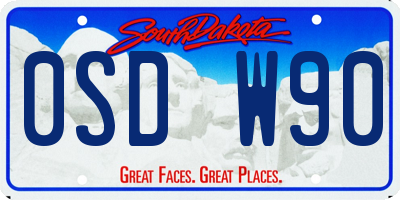 SD license plate 0SDW90