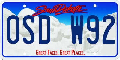 SD license plate 0SDW92