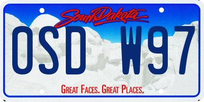 SD license plate 0SDW97