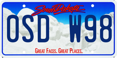 SD license plate 0SDW98