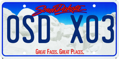 SD license plate 0SDX03