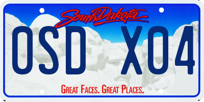 SD license plate 0SDX04