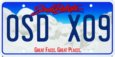 SD license plate 0SDX09