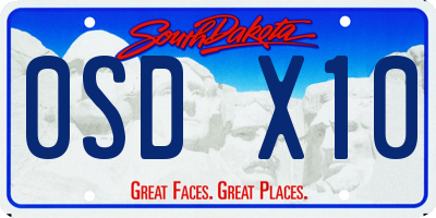 SD license plate 0SDX10
