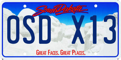 SD license plate 0SDX13