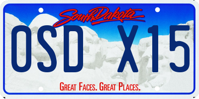 SD license plate 0SDX15