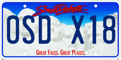 SD license plate 0SDX18