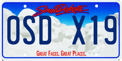 SD license plate 0SDX19