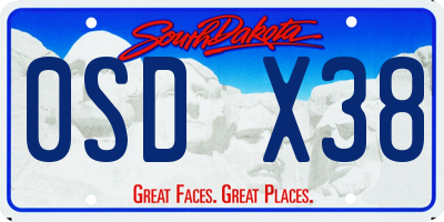 SD license plate 0SDX38