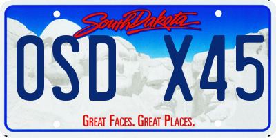 SD license plate 0SDX45