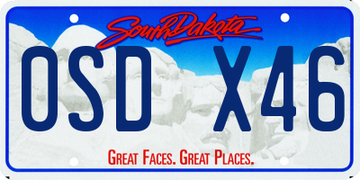 SD license plate 0SDX46